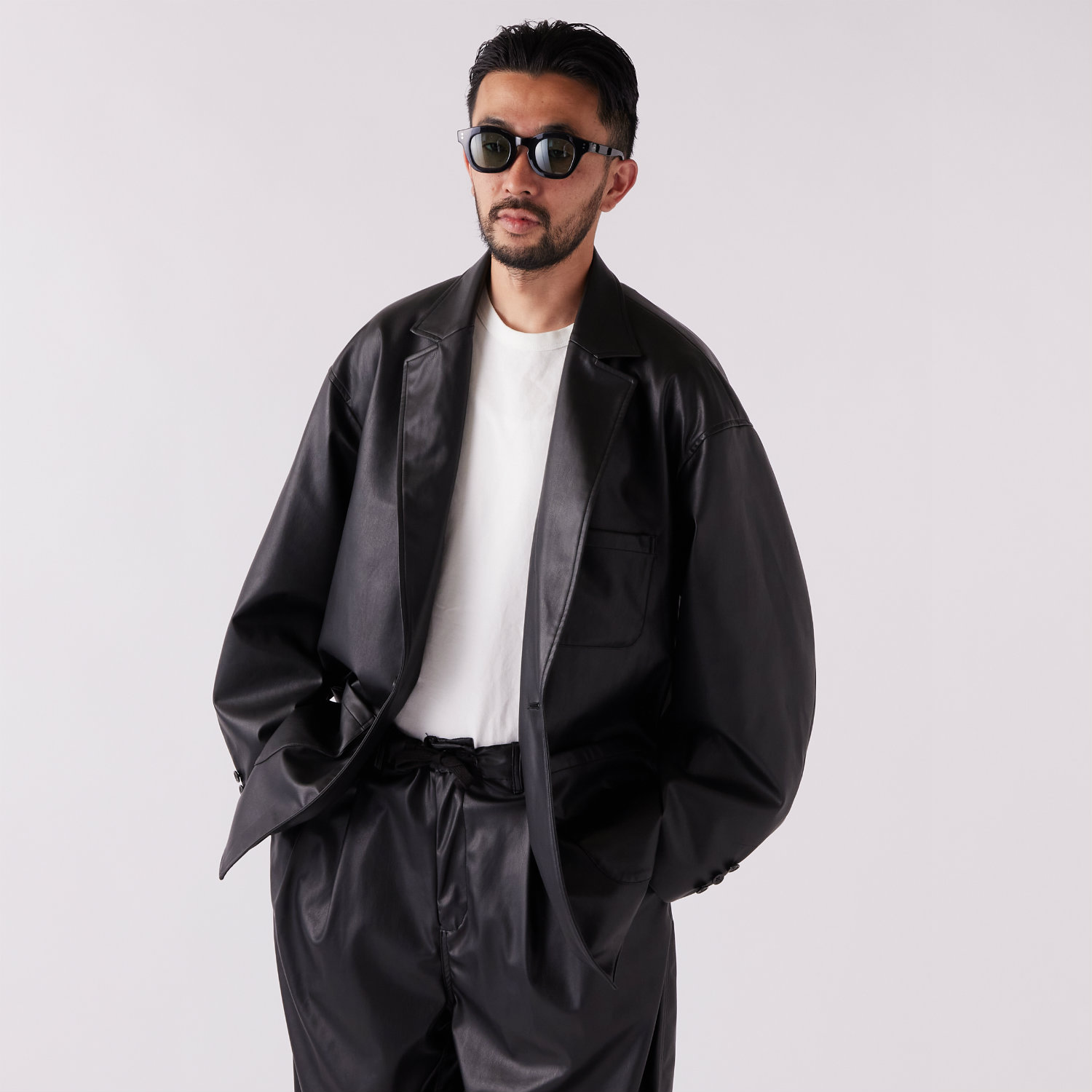 Faux Leather Relax Jacket 詳細画像 Black 3